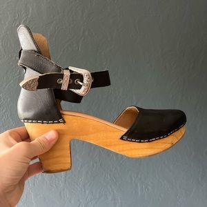 Free People Andora black wood platform clogs size 40